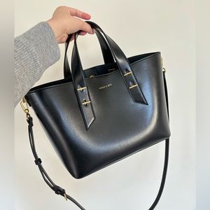 NEW Never Used Charles & Keith Black Tote Crossbody Satchel Work Bag